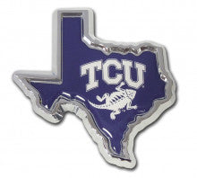 TCU Texas Shape Purple Metal Auto Emblem