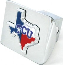 TCU Texas Shape Flag Chrome Metal Hitch Cover