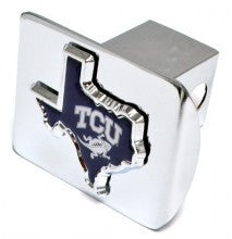 TCU Texas Shape Purple Chrome Metal Hitch Cover