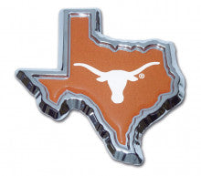 University of Texas Longhorns Texas Shape Orange Metal Auto Emblem