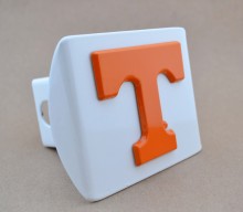 University of Tennessee Orange on White Metal Hitch Cover