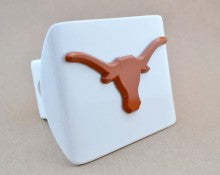 University of Texas Longhorns Orange on White Metal Hitch Cover