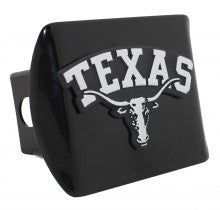 University of Texas with Longhorn Black Metal Hitch Cover