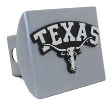 University of Texas with Longhorn Silver Metal Hitch Cover