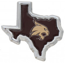 Texas State University Bobcats State Shape Maroon Metal Auto Emblem