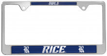 Rice University Owls Metal License Plate Frame