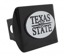 Texas State University Bobcats Oval Black Metal Hitch Cover