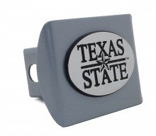 Texas State University Bobcats Oval Silver Metal Hitch Cover