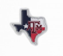 Texas A&M State Shape Flag Metal Auto Emblem