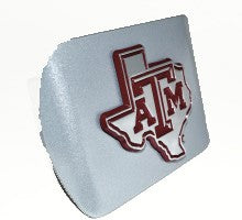 Texas A&M ATM Maroon Debossed Silver Metal Hitch Cover