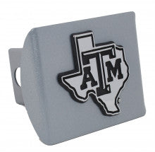 Texas A&M Debossed Silver Metal Hitch Cover