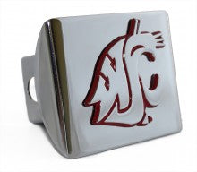 Washington State University Cougars Crimson Trim on Chrome Metal Hitch Cover