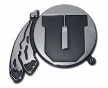University of Utah Utes Drum and Feather Metal Auto Emblem