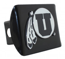 University of Utah Drum and Feather Black Metal Hitch Cover