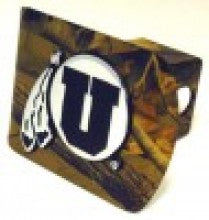 University of Utah Drum and Feather Camo Metal Hitch Cover