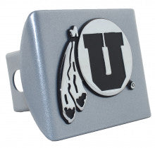 University of Utah Drum and Feather Silver Metal Hitch Cover