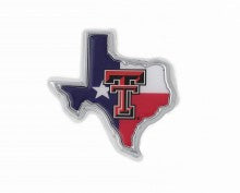 Texas Tech University State Shape Flag Metal Auto Emblem