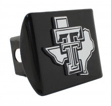 Texas Tech State Shape Black Metal Hitch Cover
