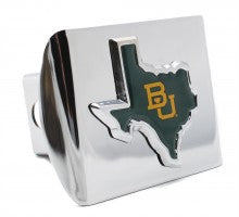 Baylor University Bears TX Shape Colors on Chrome Metal Hitch Cover