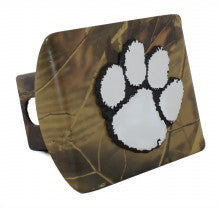 Clemson University Tigers on Camo Metal Hitch Cover