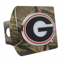 University of Georgia Colors on Camo Metal Hitch Cover