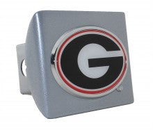 University of Georgia Colors on Silver Metal Hitch Cover