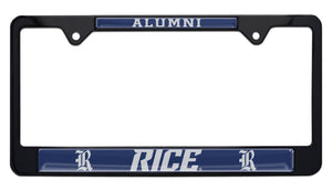 Rice University Alumni Black Metal License Plate Frame