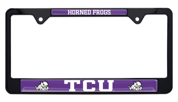 TCU Mascot Black Metal License Plate Frame