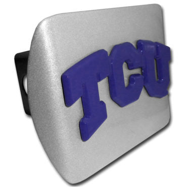 TCU Purple Silver Metal Hitch Cover