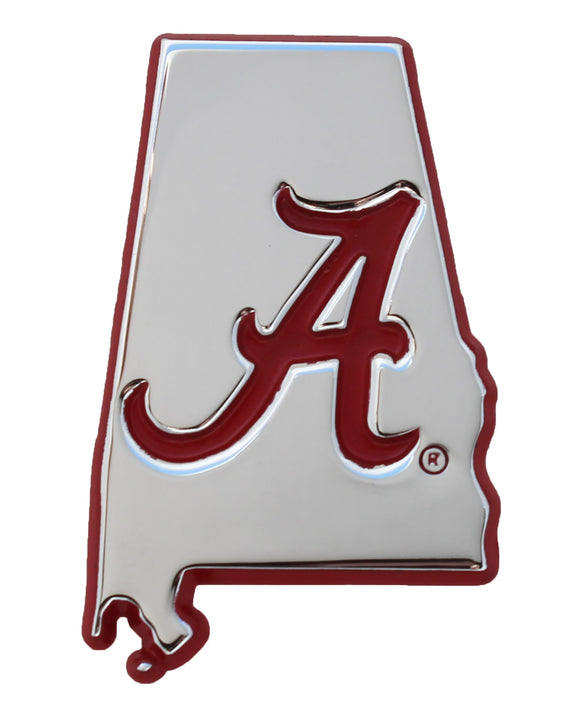 University of Alabama Crimson Tide State of Alabama Crimson Edges Metal Auto Emblem