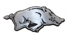 University of Arkansas Razorback Brushed Metal Auto Emblem