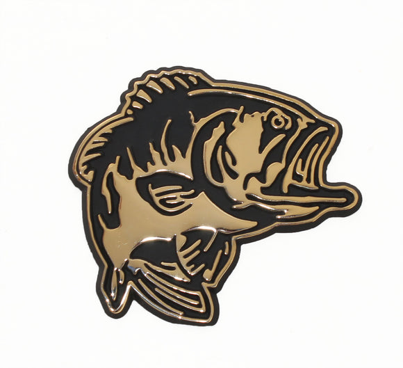 Gold Bass Fish Metal Auto Emblem