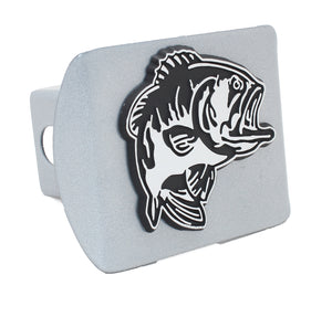 Bass Fish Silver Metal Hitch Cover