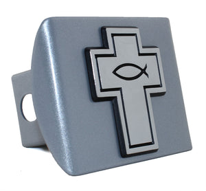 Christian Cross Silver Metal Hitch Cover