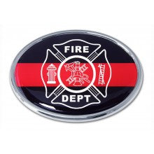 Chrome Firefighters Red Line Oval Car Emblem