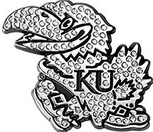 University of Kansas Jayhawks Crystal Metal Auto Emblem