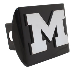 Michigan Wolverines M on Black Metal Hitch Cover