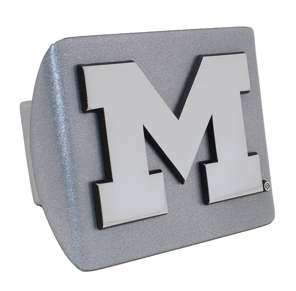 Michigan Wolverines M on Silver Metal Hitch Cover