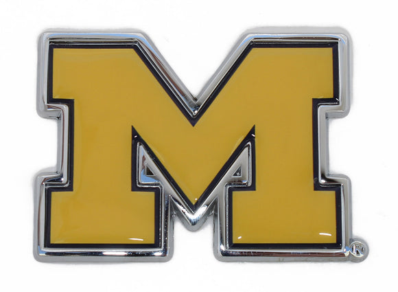 Michigan Wolverines Maize Metal Auto Emblem