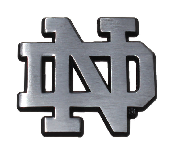 Notre Dame ND Open Brushed Metal Auto Emblem