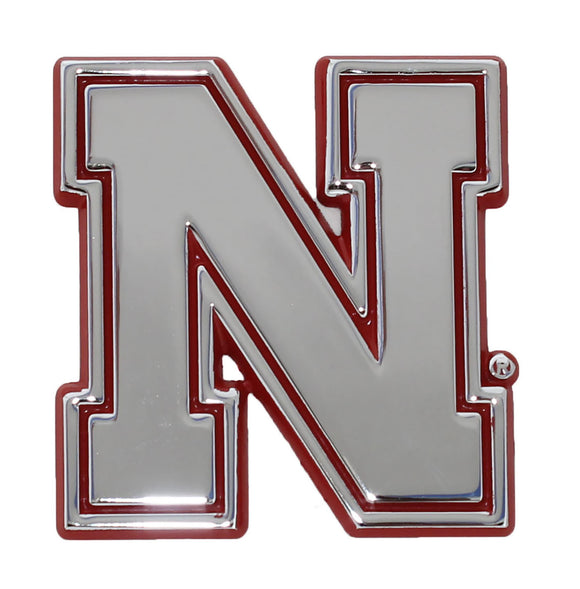 Nebraska Huskers Red Trim Metal Auto Emblem