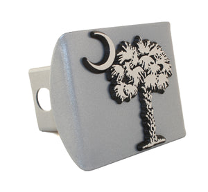 South Carolina Palmetto Silver Metal Hitch Cover