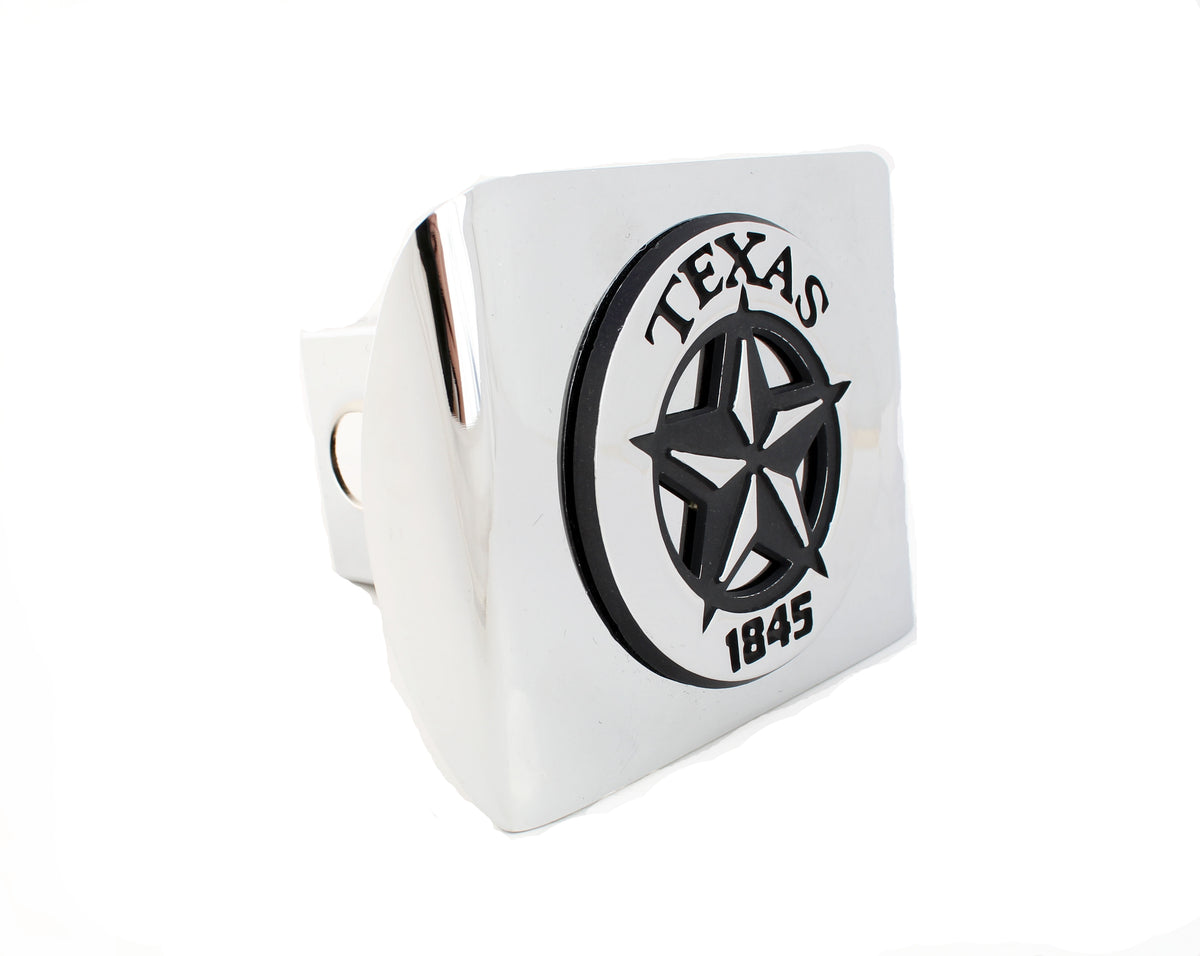 Texas Star 1845 Flag Chrome Metal Hitch Cover AMG Emblems