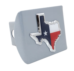Shape of Texas Flag Silver Metal Hitch Cover