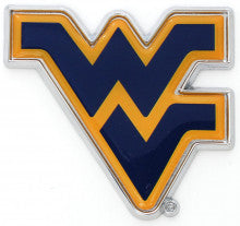 West Virginia University Blue WV Metal Auto Emblem